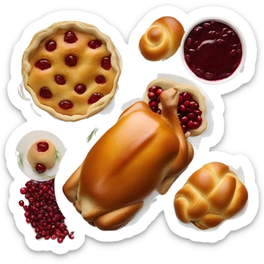 Thanksgiving dinner with rolls and cranberry sauce  sticker