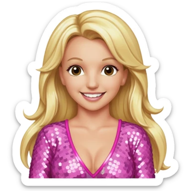 Britney Spears with long blonde hair, pink sequin outfit sticker