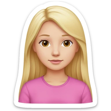 woman with long blonde hair, wear pink shirt sticker