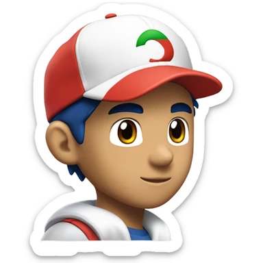 Ash Ketchum, Pokémon trainer in his signature white baseball cap with red logo.  sticker