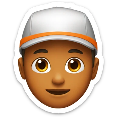 a kid with orange cap sticker