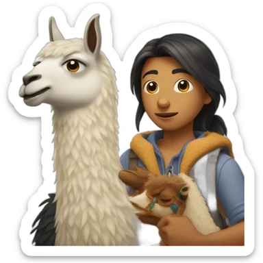 dory holding a llama sticker
