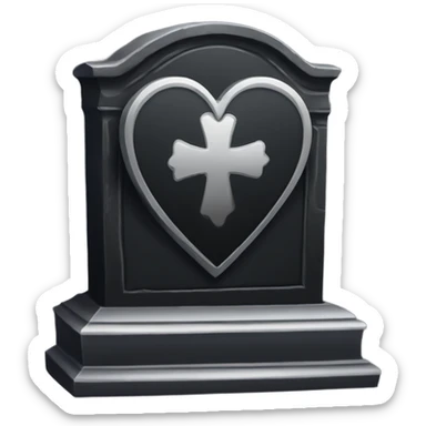 a black tombstone with the inscriptions in silver RIP  silver heart in the center sticker
