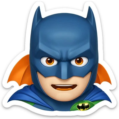 batman emoji in blue, orange and green color sticker