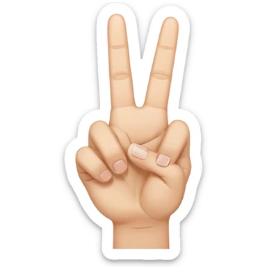 Peace sign with the index finger crossing over the middle finger sticker