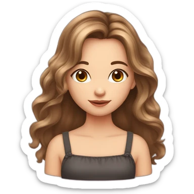 Cute girl mit halblangen braunen Haaren beim Schminken sticker