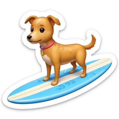dog on surfboard  sticker