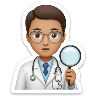 medico com uma lupa sticker