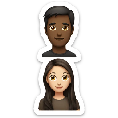 A Couple a Girl and a men. Both have Brown hair, but the Girl has very dark hair. Their Kissing each other  sticker