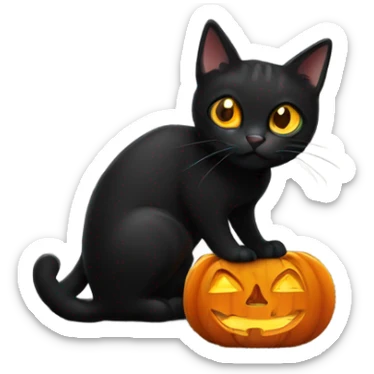 black cat in a jack-o’-lantern  sticker