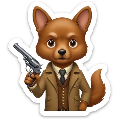 Chien qui tient un revolver sticker