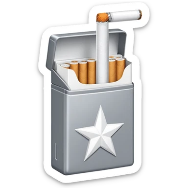 7 stars grey shining cigaret pack with a few little white cigaret inside sticker