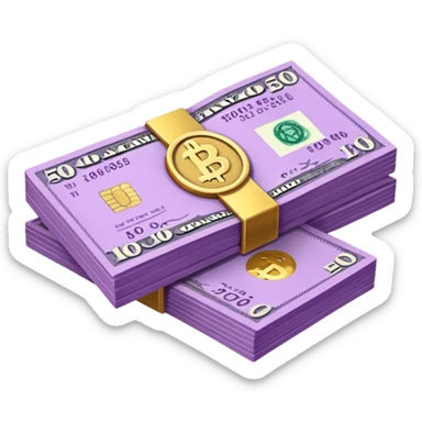 billetes en 3d morados animados en png sticker