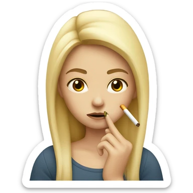 sad blonde girl smoking cigarette  sticker