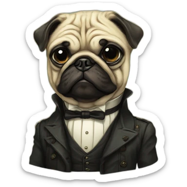 A cyberpunk pug in Art Nouveau style during 1910 sticker