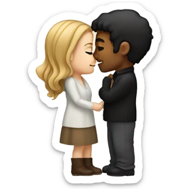 white man with black hair kissing white girl with light brown hair  sticker