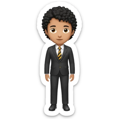 Young man, brown skin, black curly hair, tailored trousers, suit jacket, and tie

 sticker