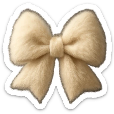 Edit the image to depict a fluffy bow with realistic texture and gentle lighting. Remove the background completely. Use a realistic style with soft lighting and detailed texture to emphasize fluffiness. sticker