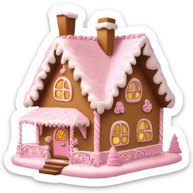Big Light Pink very detailed gingerbread house  sticker