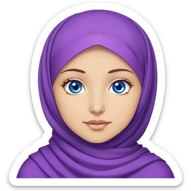 Turkish beautiful finish Konya girl blue eyes with purple color and ramadan design hijab  sticker