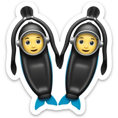 A 3D cartoon pair of diving flippers on a white background, shiny rubber texture, Memoji-style rendering. sticker