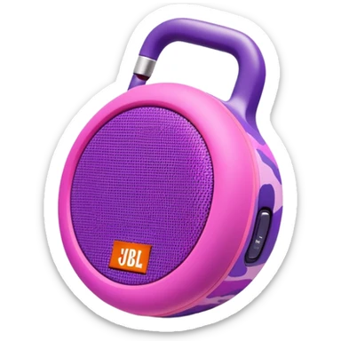 Ultra simple JBL Clip 4 speaker with pink and purple camouflage pattern, iOS emoji style sticker