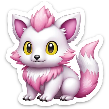 Shiny epic glittery white yellow pink animal-fakemon-creature sticker