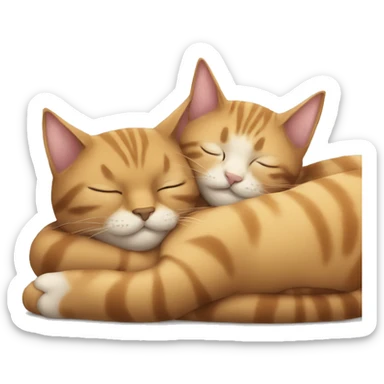 two cats sleeping with eachother sticker