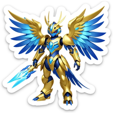 Shiny Futuristic Celestial Fakemon-Pokemon-Digimon-Spectrobes-fusion, full body sticker