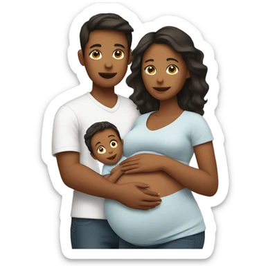 Pregnant woman with 2 child boys sticker
