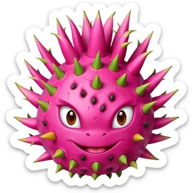 dragon fruit, front view, minimal details sticker