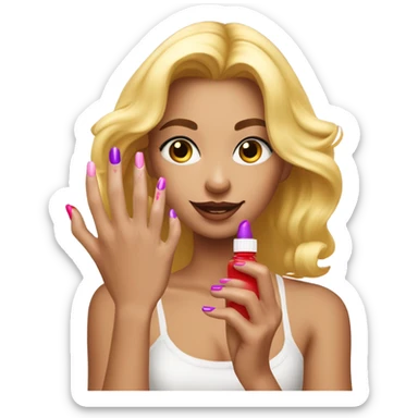 Blond girl painting her nails sticker