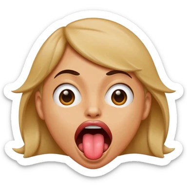 A shaking head emoji with tounge out looking crazy sticker