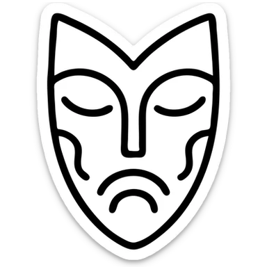 outlined abstract mask motif logo inspired by Sleep Token band with black lines sticker