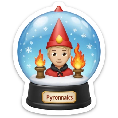 Can you make snow globes  cooperative with fire and have the text pyromaniacs  sticker
