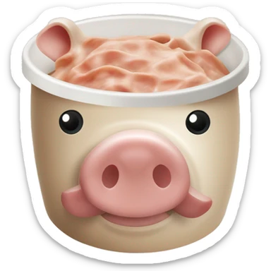un pot blanc de rillettes du mans fermé avec un couvercle rouge avec un dessin de cochon sur la face sticker