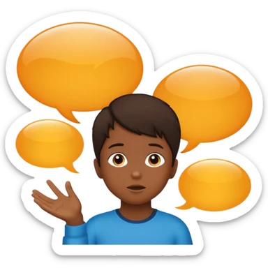 child silhouette with two speech bubbles in different languages sticker