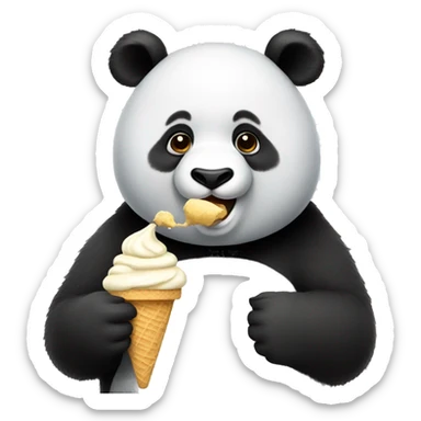 Panda eating ice cream sticker