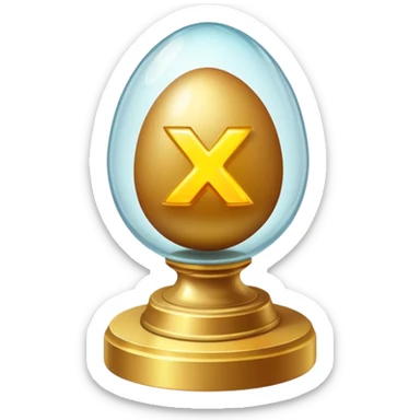 A trophy egg in a glass cube
— Like in a museum or a safe, with an "x?" glowing on it — evokes a sense of rarity and exclusivity. Like, "Not everyone can get here." sticker