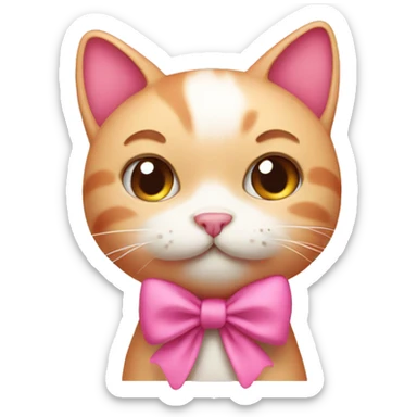 Pink cat wearing a bow  sticker