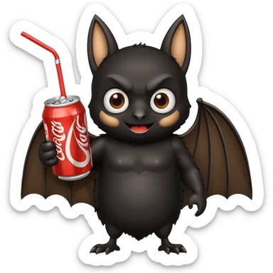 black bat drinkig soda sticker