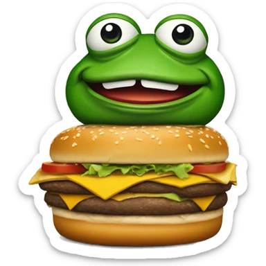 pepe the frog with a mcdonald burguer sticker