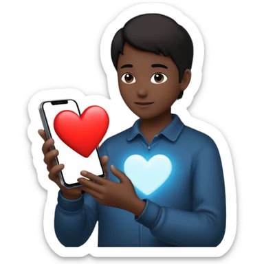 person silhouette holding a phone with a heart sticker