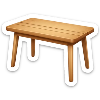 A flat, minimalistic, wooden table icon with four legs, viewed from the front, white background, no shadow, simple lines, high contrast, emoji design sticker