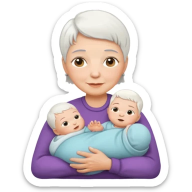 grandmother with short hair white and newborn an baby   sticker