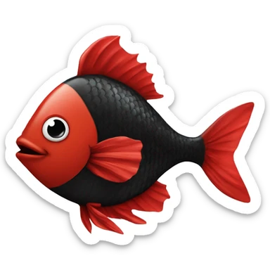 Black and red fish smileing face with your childrens sticker
