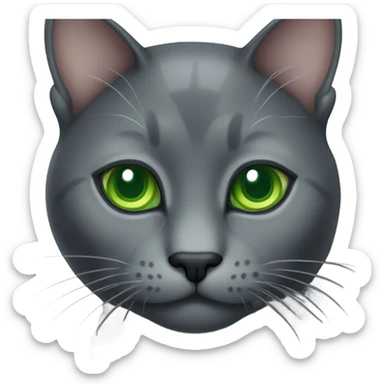 dark gray cat with green eyes sticker