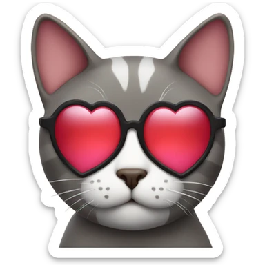 cat with heart glasses  sticker
