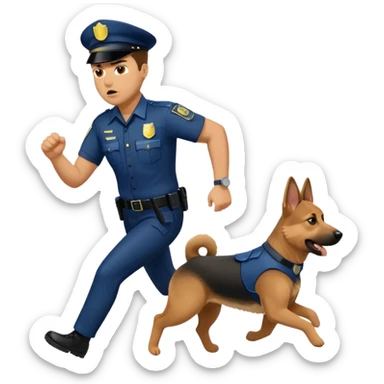 Police with dog is angry and police is running sticker