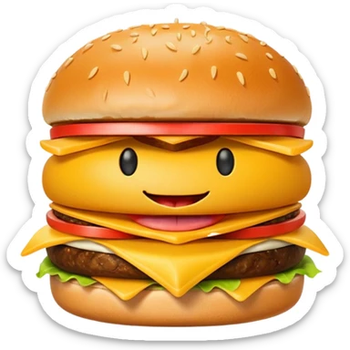 emoji with tongue out eating burger and fries sticker